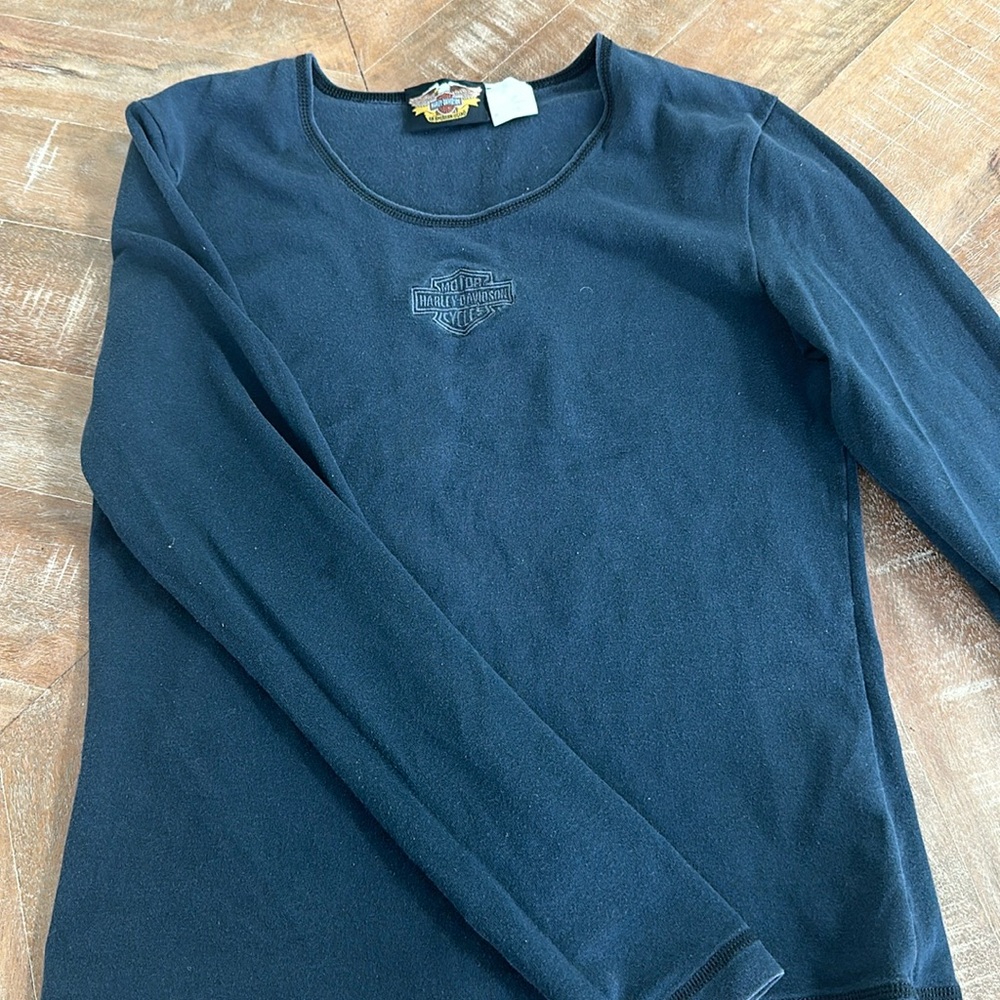 Black vintage long sleeve Harley Davidson top slightly faded